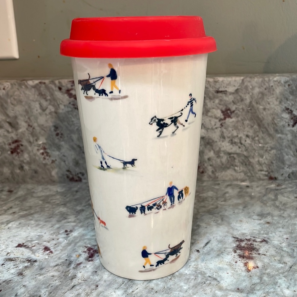 New, never used, ceramic hot/cold cup, 8oz, dog theme, GREAT STOCKING STUFFER